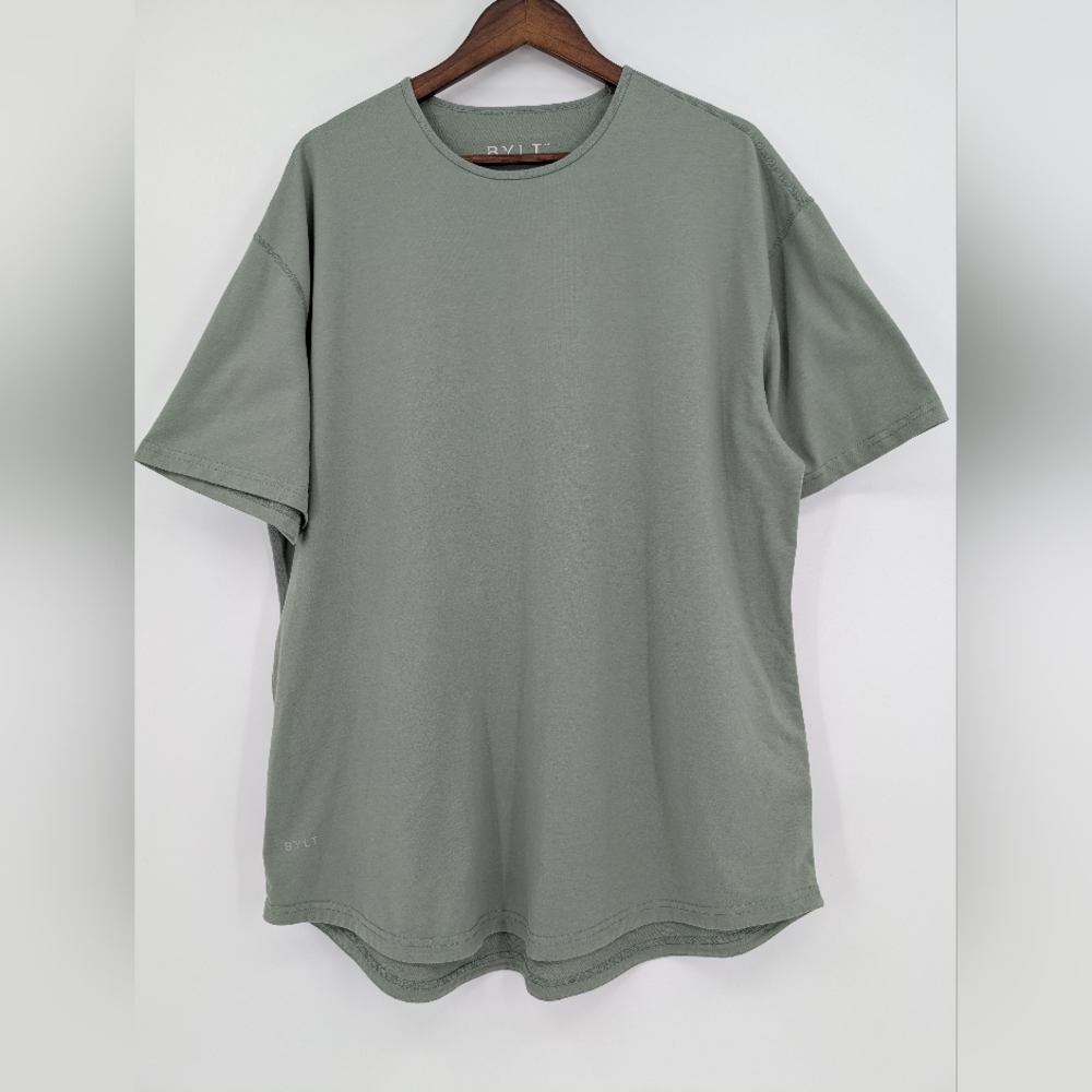 BYLT Men's Drop-Cut Premium Basics Green T-Shirt XXL Activewear Casual Workout